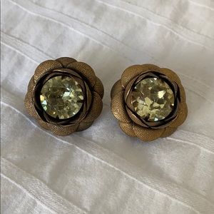 Vintage Flower Clip On Earrings